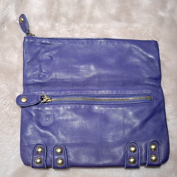 Linea Pelle Soft Leather foldover Clutch - Picture 2 of 11